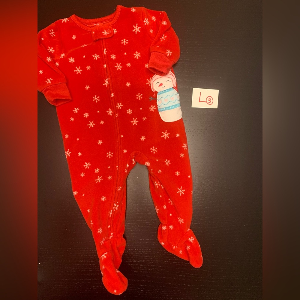 Carter's Festive Red Snowflake Fleece Sleeper (3m/0-3m)